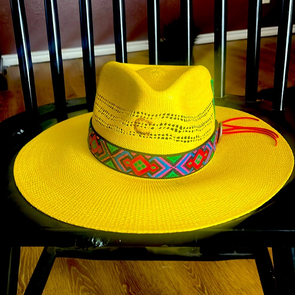 Yellow, Charlie 1 Horse,  size medium, straw western chic hat, mariachi hat